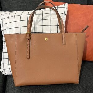 Tory Burch Brown Structured Leather Tote